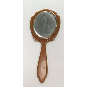 Vintage Antique Celluloid Hand Mirror Orange 🪞